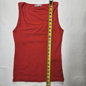 Zara Red Sleeveless Tank Top Women Size M Stretch Basic Casual
